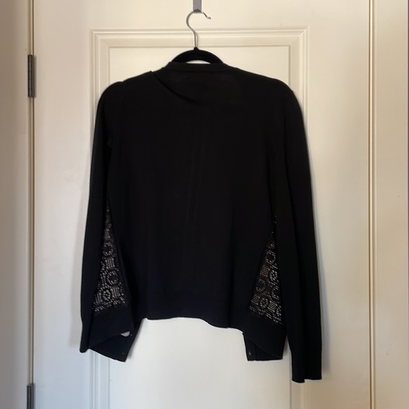 Crocheted Banana Republic Cardigan Long Sleeve Black Beige Size Medium - Picture 3 of 5